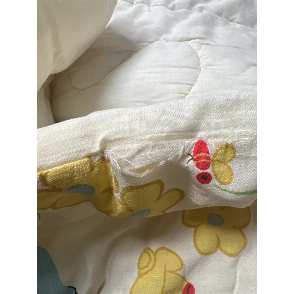 Vtg Walt Disney Productions Winnie The Pooh Baby Blanket Toddler Quilt - Damaged
